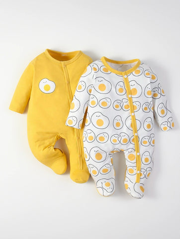 2 Pcs Button up Egg Avocado Footed Sleeper