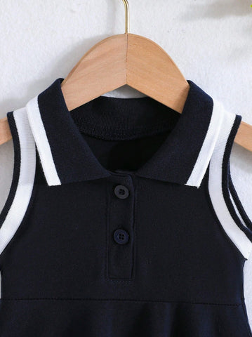 Baby Girl Stripe Polo Sleeveless Tennis Dress