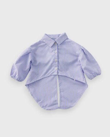 Baby Girl Hi-Low Striped Bow Back Button Up Shirt