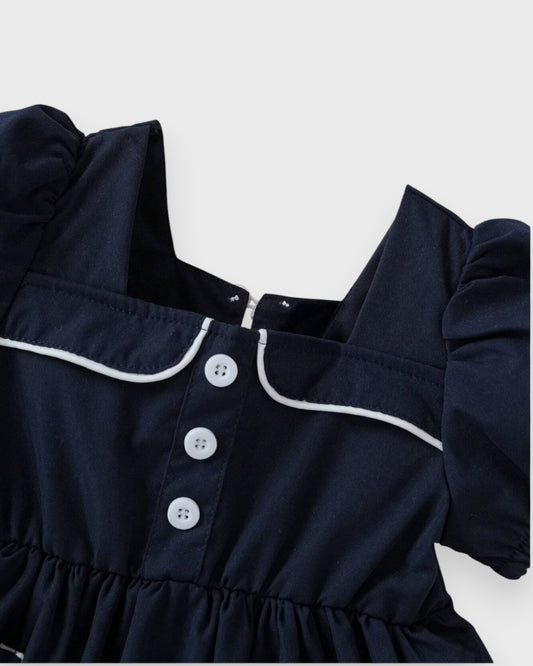 2 Pc Baby Girl Contrast Piping Sailor Set