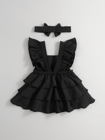 2 Pc Baby Girl Ruffle Trim Layered Dress