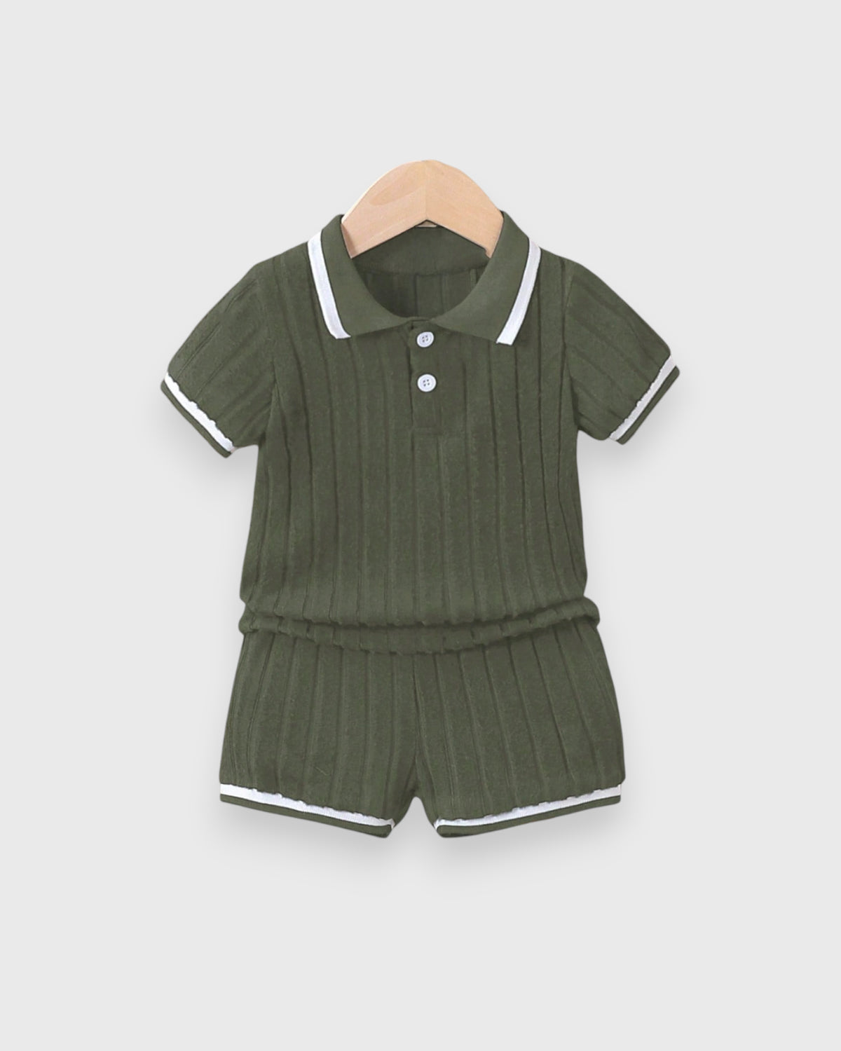 Baby Boy Contrast Stripe Knit Polo & Shorts Set