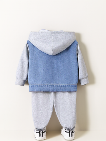 2 Piece Baby Boy Hoodie Denim Jacket with Pants