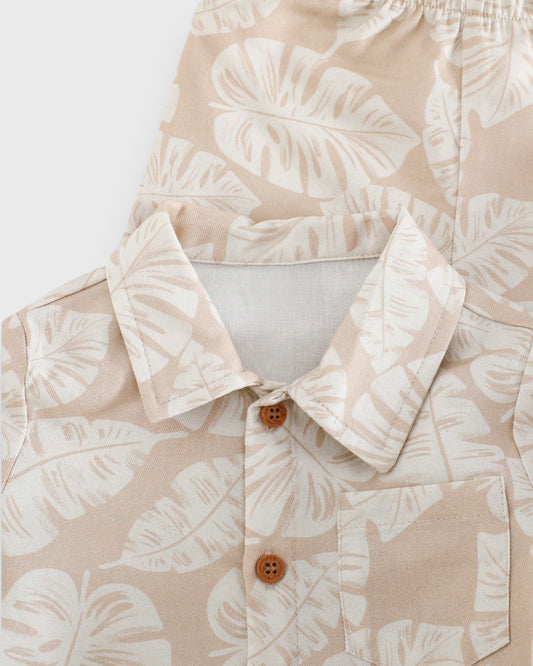 2 Pc Baby Boy Monstera Vacay Shirt & Short