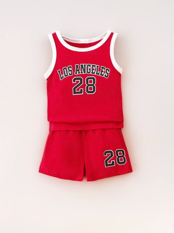 Baby Boy 2 Piece Contrast Basketball Jersey Set