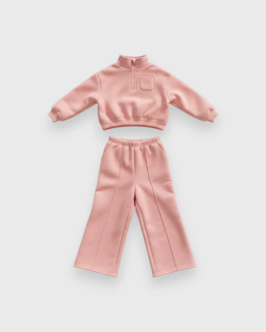 CL-2 Pc Baby Girl Quarter Zip Sweat Set