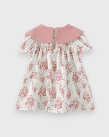 Baby Girls Big Collar Bow Floral Dress