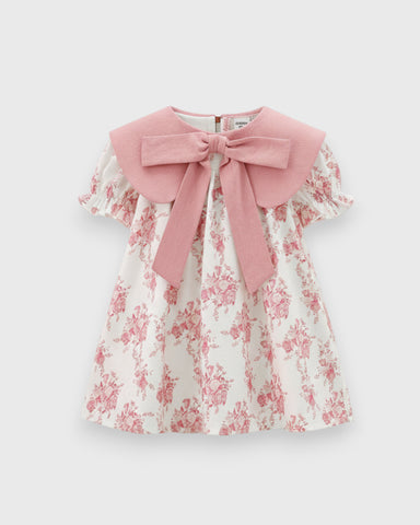 Baby Girls Big Collar Bow Floral Dress