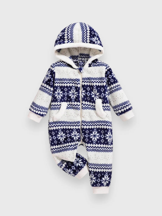 Baby Fair Isle Snowflake Hooded Jumpsuit