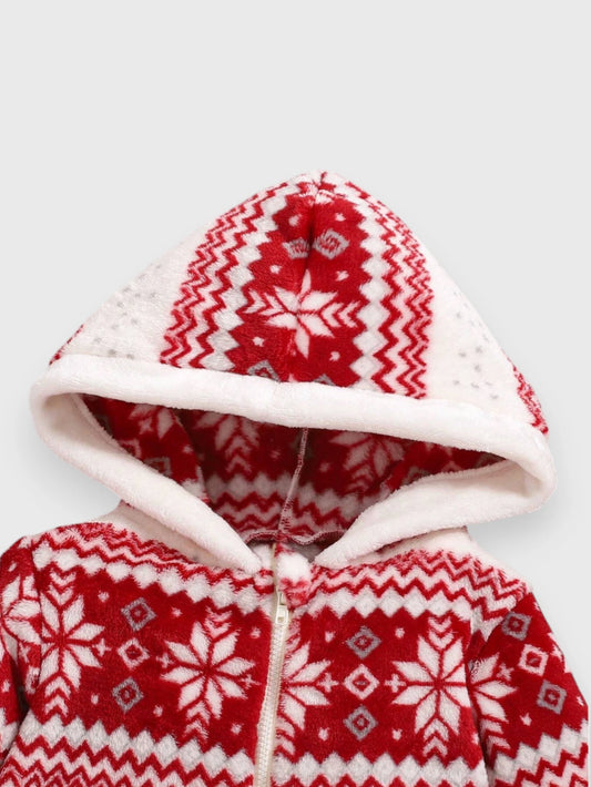 Baby Fair Isle Snowflake Hooded Jumpsuit