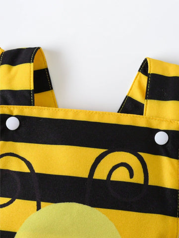 2 Pcs Baby Girl Bumble Bee Yellow Black Stripe bodysuit