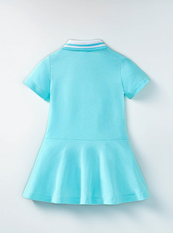 Baby Girl Stripe Polo Character Embroidery Dress