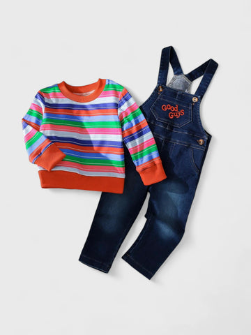 2 Pc Baby Boy Good Guys Overall with Rainbow Shirt