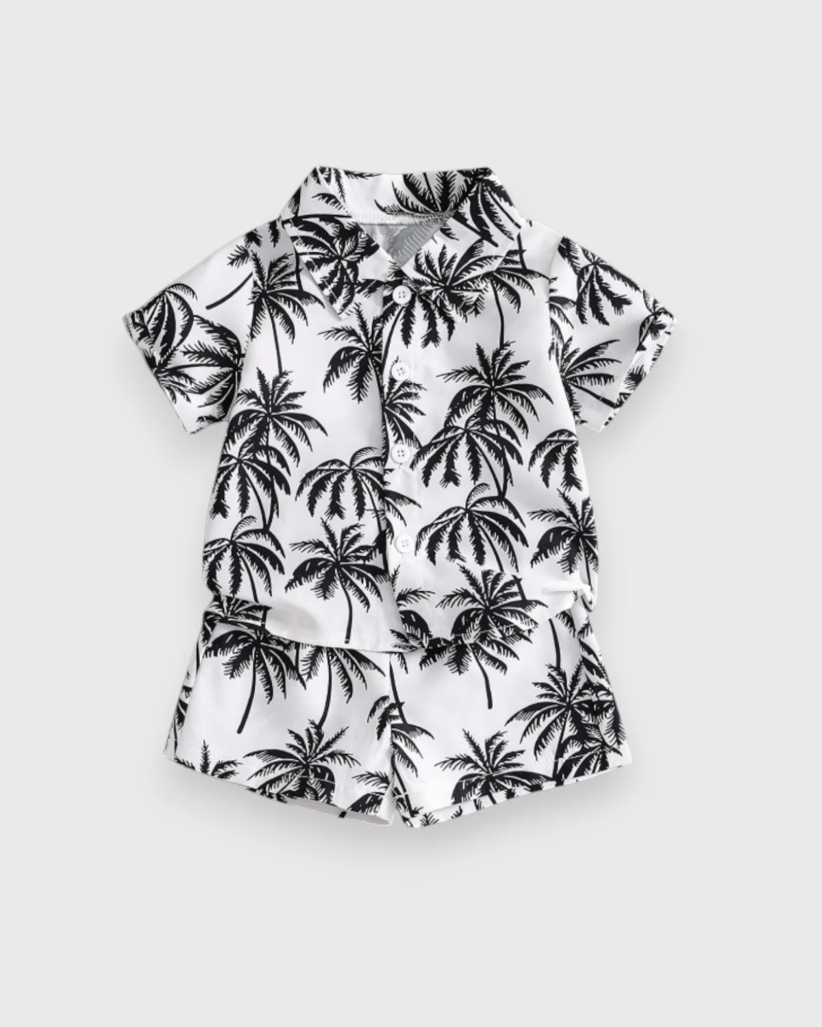2 pc Baby Boy Palm Tree Button Up Shirt & Shorts Set