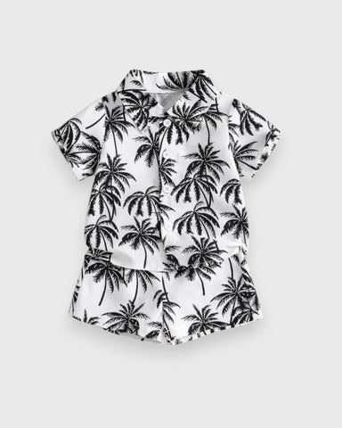2 pc Baby Boy Palm Tree Button Up Shirt & Shorts Set