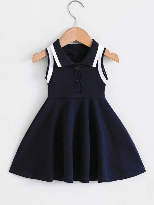 Baby Girl Stripe Polo Sleeveless Tennis Dress