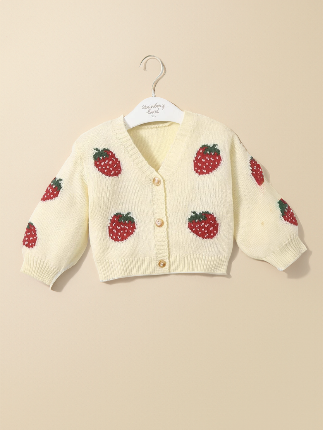 Baby Girl Ivory Strawberry Strawberries Button up Cardigan Sweater