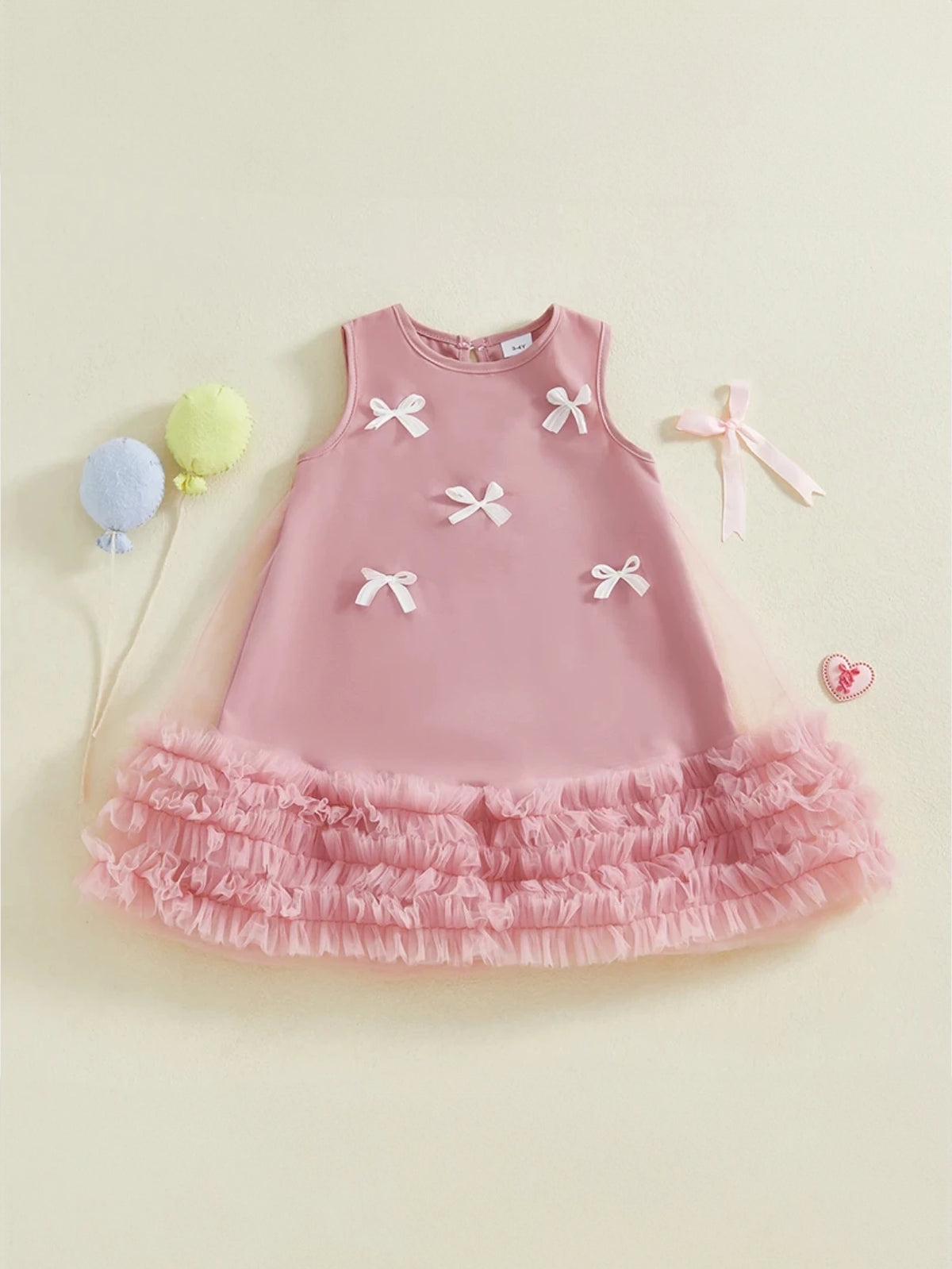 Baby Girl Ruffle Hem A-line Bow Dress Little Good Humans Baby Girl Ruffle Hem A-line Bow Dress Little Good Humans