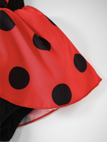 Baby Girl Red Black Lady Bug bodysuit Dress with Hat