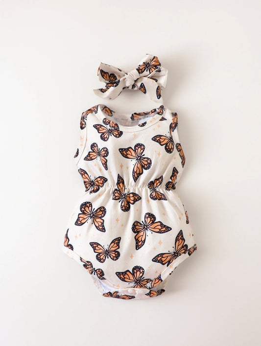 2 piece Baby Girl Butterfly Bodysuit & Headband