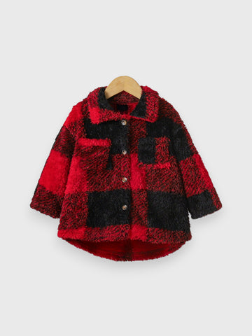 Baby Girl Buffalo Plaid Fleece Swing Coat