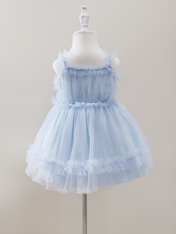 Baby Girl Blue Ruffle Trim Tulle Fairytale Princess Dress