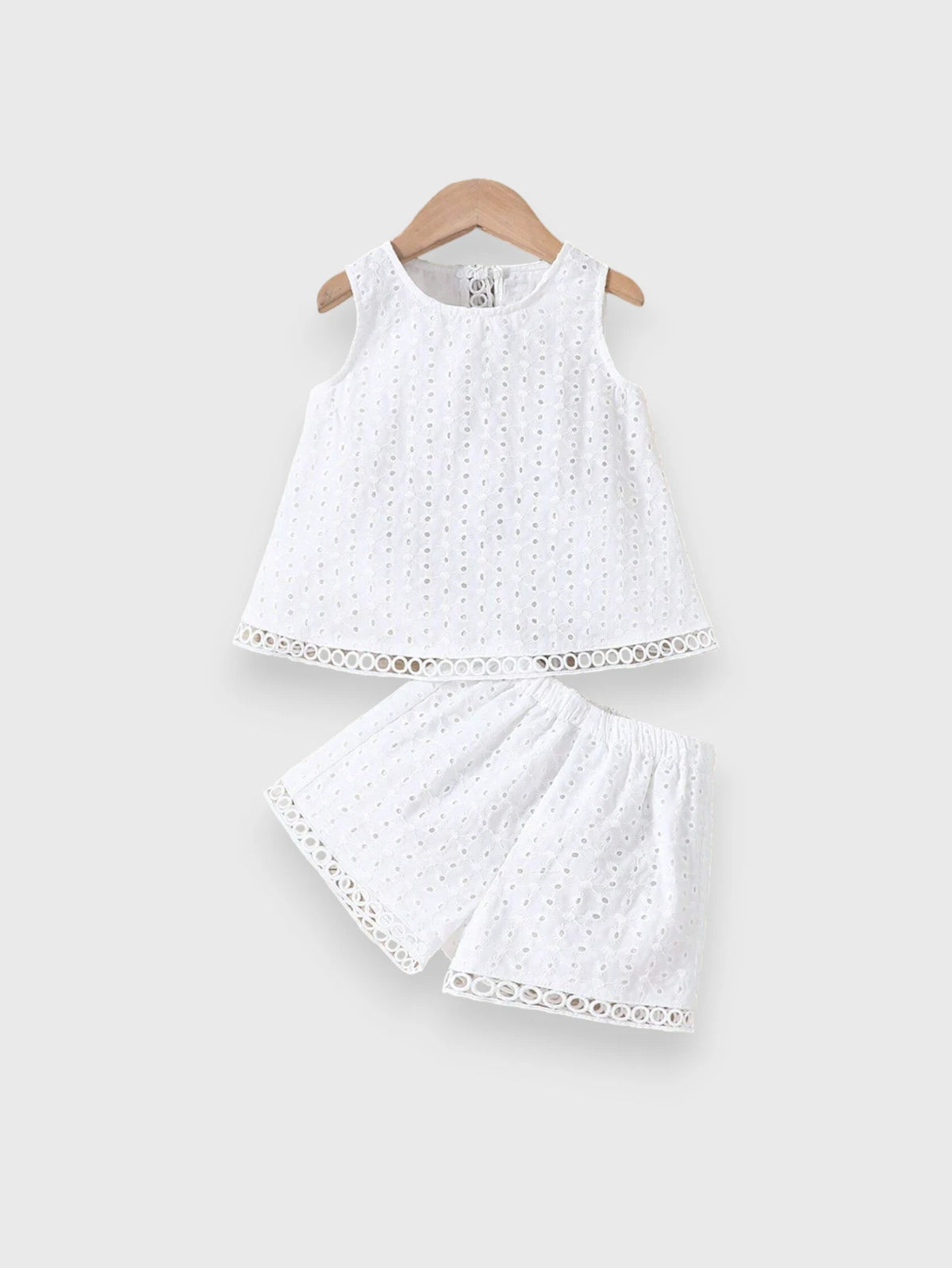 2 Pc Girls Eyelet Embroidered Set