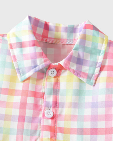 Baby Girl Rainbow Plaid Polo Dress