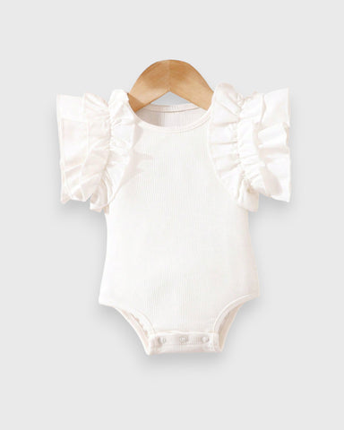 Baby Girl Ruffle Shoulder Ribbed Bodysuit