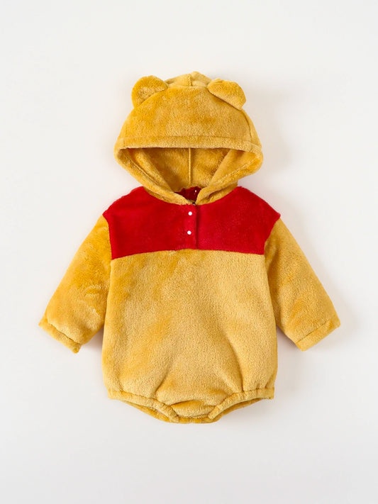 Infant Baby Fleece Hooded Bear Bodysuit