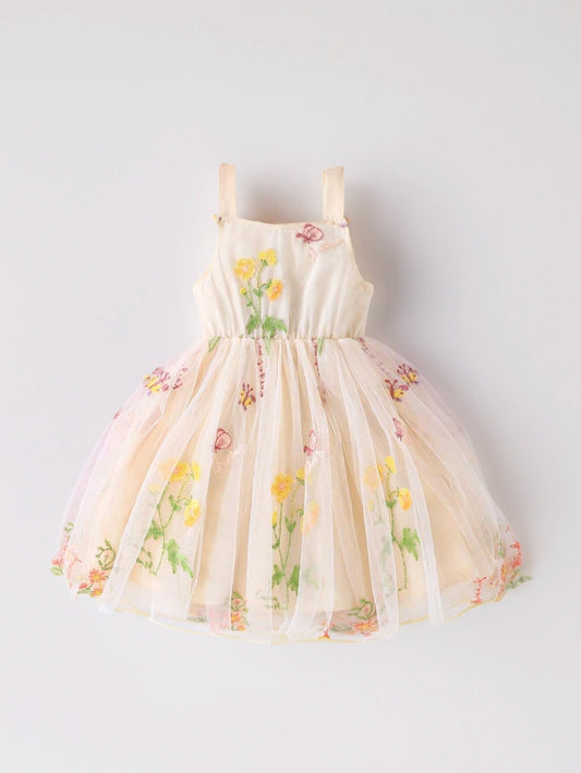 Baby Toddler Girl Butterfly Embroidery Mesh Dress