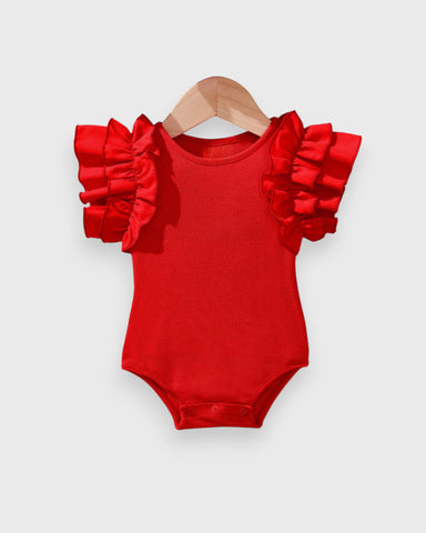 Baby Girl Ruffle Shoulder Ribbed Bodysuit