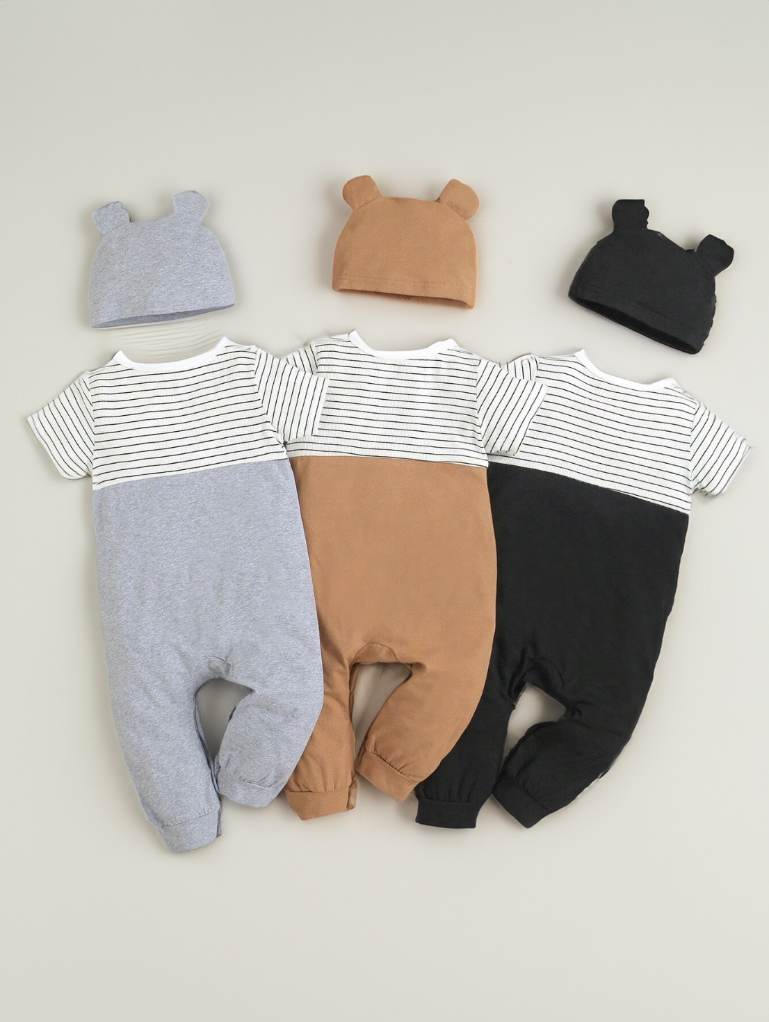 2 in 1 Baby Boy Brown Teddy Bear Cotton Onesie with matching hat 3-6 months / Brown 2 in 1 Baby Boy Brown Teddy Bear Cotton Onesie with matching hat 3-6 months / Brown