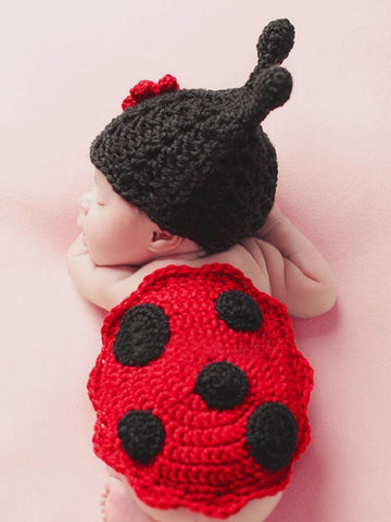 Unisex Newborn Crochet Knit baby Lady bug Costume