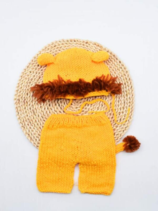 Unisex Newborn Crochet Knit baby Lion Costume for Photography