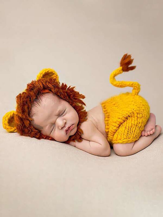 Unisex Newborn Crochet Knit baby Lion Costume for Photography