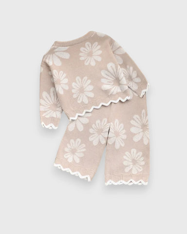 2 Pc Girls Daisy Knit Sweater & Pants Set