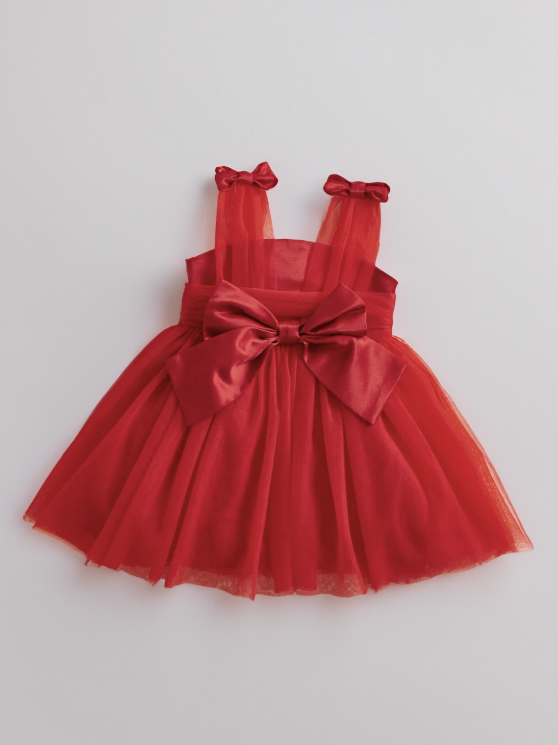 Mesh Tulle Red Baby Girl Bow Detail Party Dress Wedding Birthday Valentine