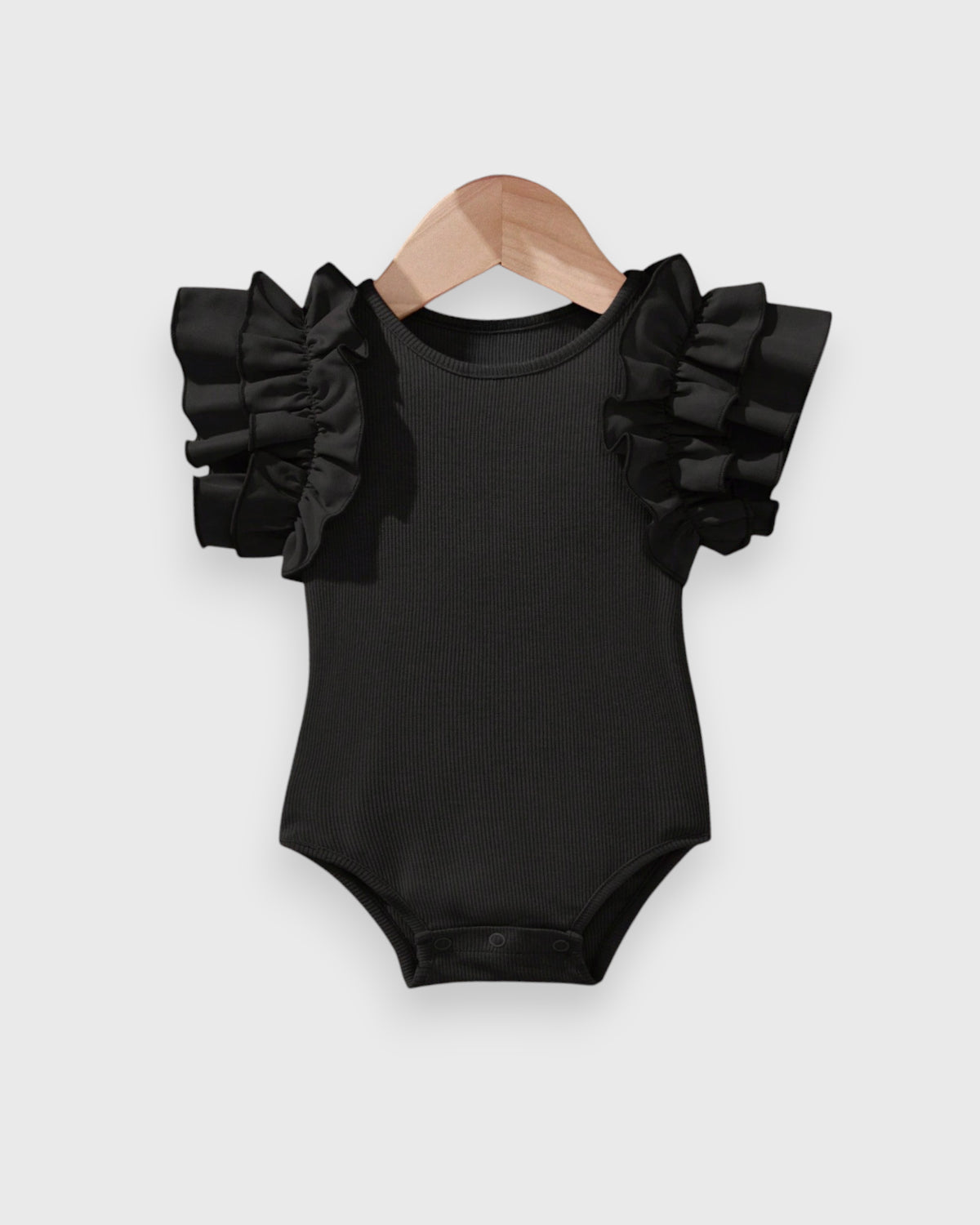 Baby Girl Ruffle Shoulder Ribbed Bodysuit