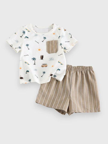 2 Pc Baby Boy On Holiday Tee Set