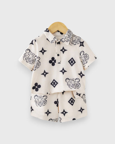 Baby Boy Tiger & Diamond Print Set