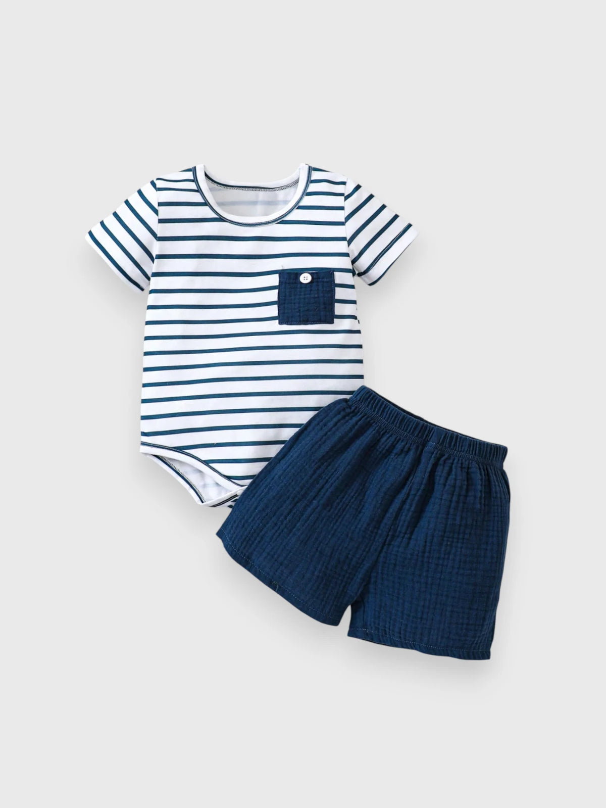 2 Pc Baby Boy Stripe Short Set