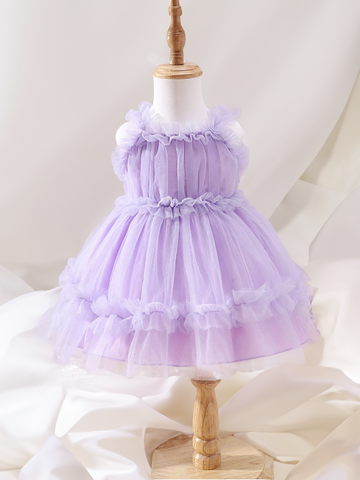 Baby Girl Blue Ruffle Trim Tulle Fairytale Princess Dress