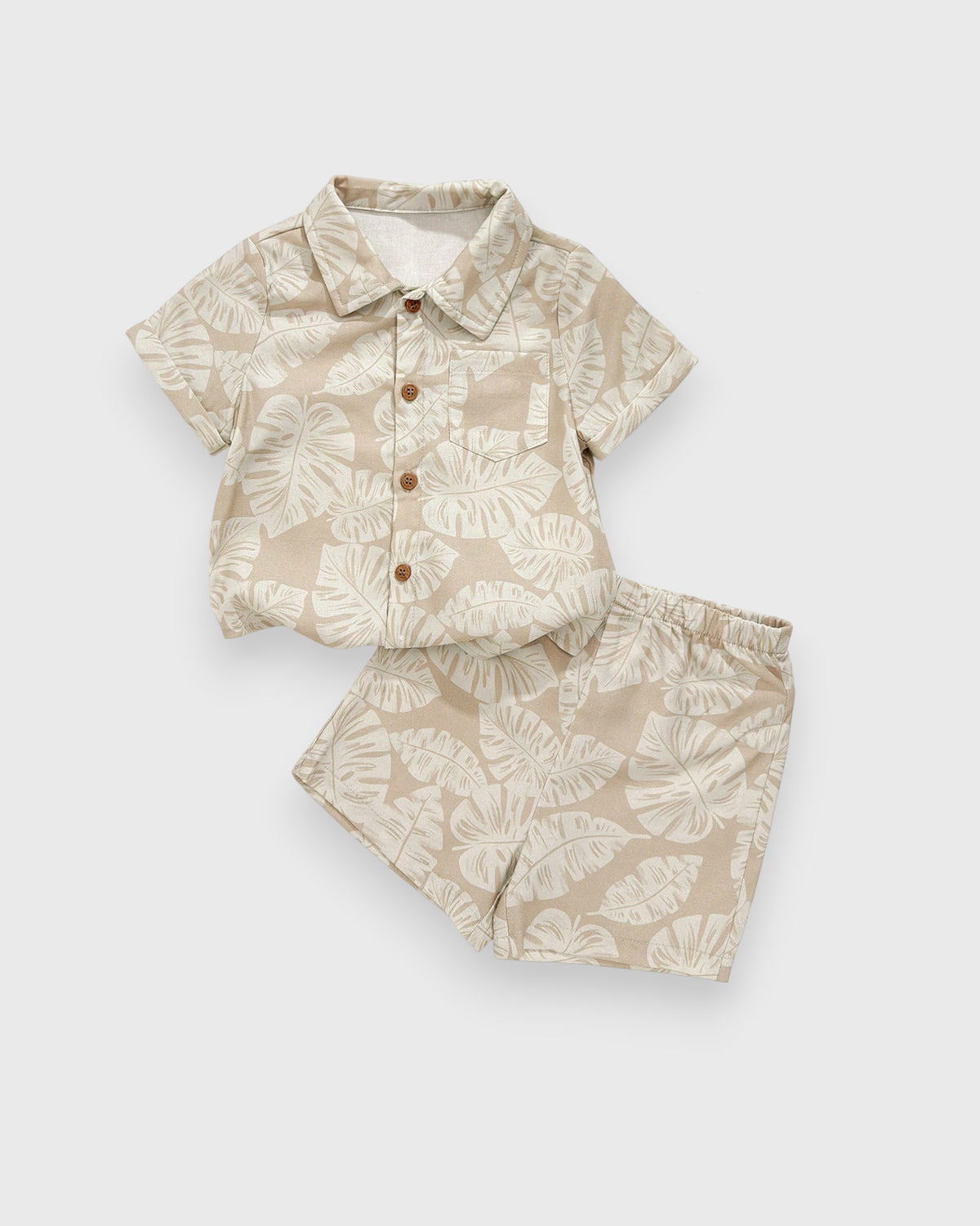 2 Pc Baby Boy Monstera Vacay Shirt & Short