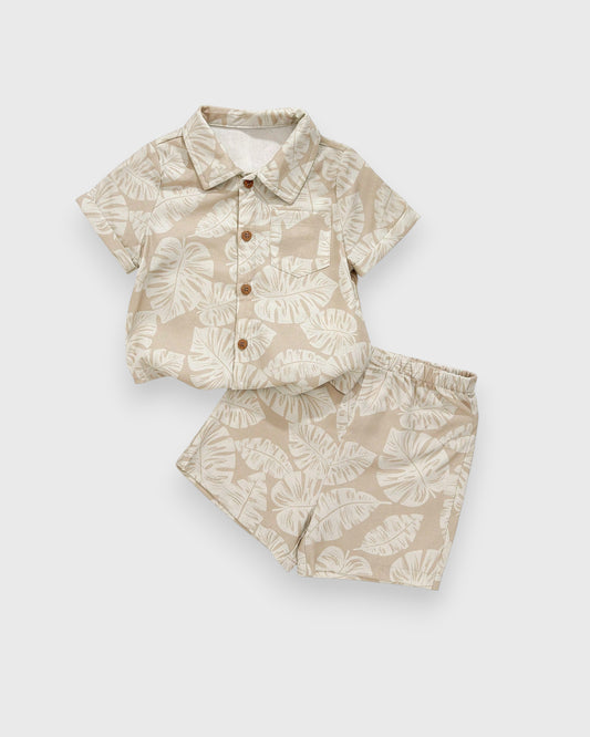 2 Pc Baby Boy Monstera Vacay Shirt & Short