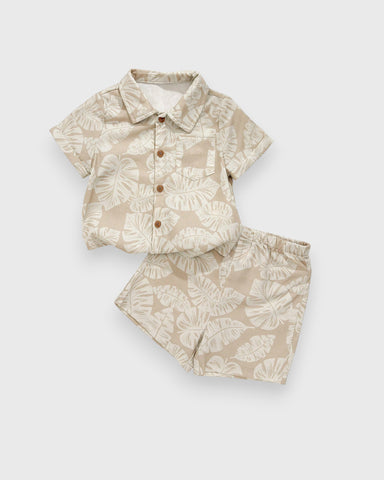 2 Pc Baby Boy Monstera Vacay Shirt & Short