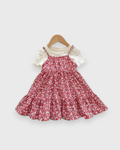 2 pc Baby Girl Tiered Flower Dress w/ Tee