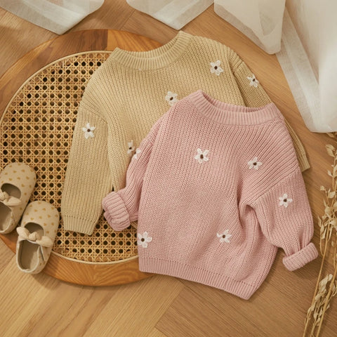 Baby Toddler Girls Spring Flower Knit Sweater