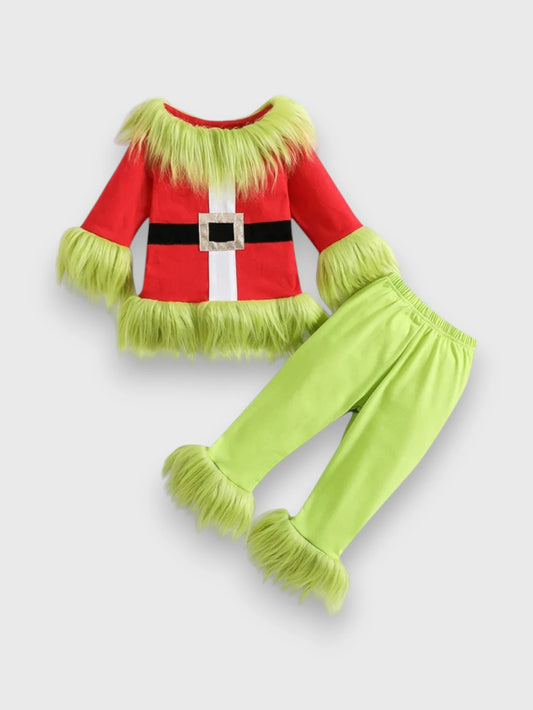 2 Pc Fuzzy Grinch Santa Suit