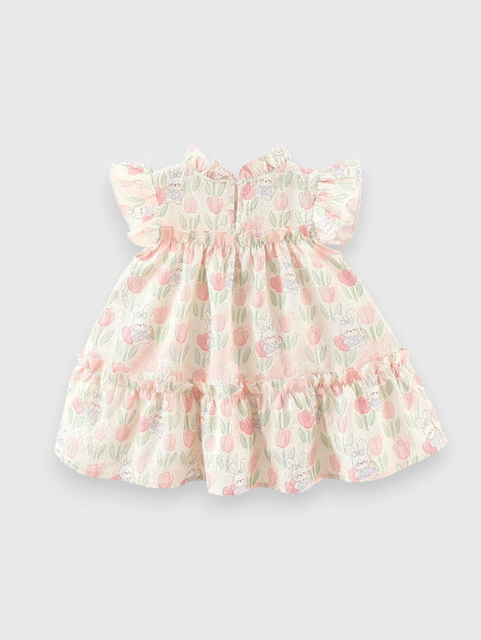 Girls Tulip Bunny Flutter Sleeve Dress